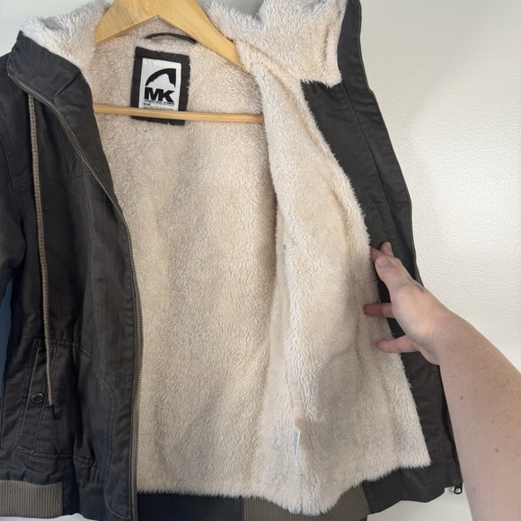 Mountain Khakis Army Green Sherpa Lined Canvas Jacket Women's Small Workwear - Picture 4 of 15